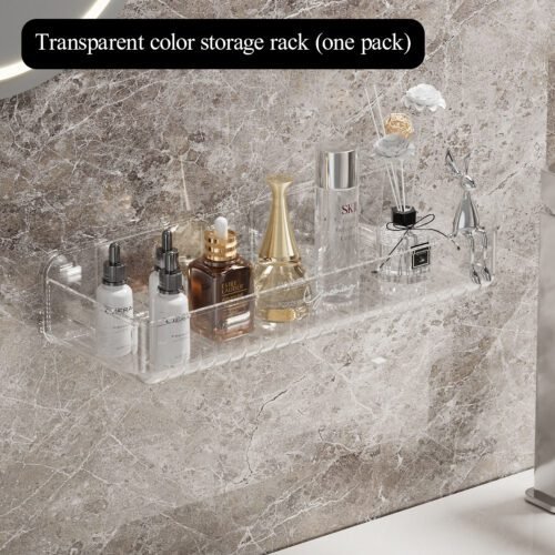 PET bathroom rack wash table cosmetic storage box on the wall bathroom storage rack toilet finishing appliances - Image 2