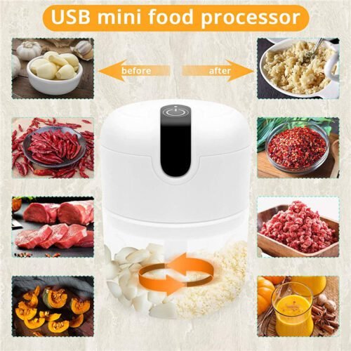 250ml Home Kitchen Appliances Vegetable Meat Electric Mini USB Rechargeable Multifunctional Chopper Garlic Masher Wireless Garlic Beater - Image 7