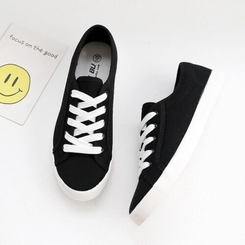 Low Top Small White Shoes for Women's Shoes, Korean Version Canvas Shoes, Simple, Breathable, Comfortable Couple Shoes - Image 3