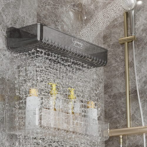 PET bathroom rack wash table cosmetic storage box on the wall bathroom storage rack toilet finishing appliances - Image 6