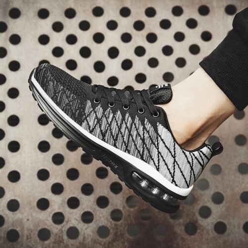 Flying woven air cushion men's shoes trend sports shoes Korean breathable running shoes men's casual shoes - Image 5