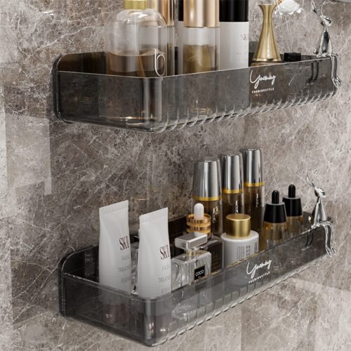 PET bathroom rack wash table cosmetic storage box on the wall bathroom storage rack toilet finishing appliances - Image 7