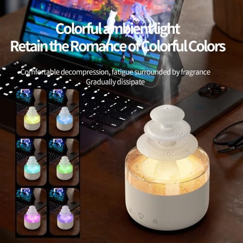 New 500ml Cloud Rain Air Humidifier 3 Layer Essential Oil Aromatherapy Diffuser USB Mute Mist Air Humidifier With Colorful Light - Image 2