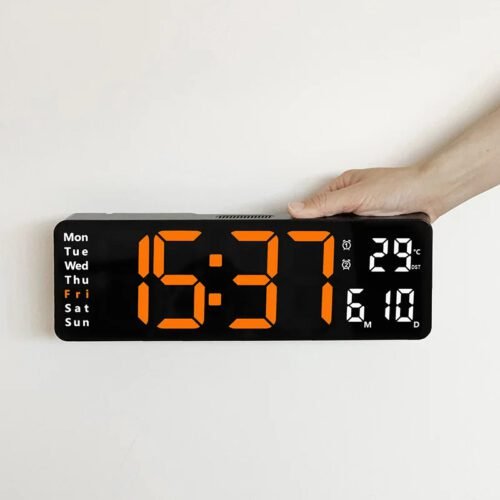 Wall Clock Digital Large LED Wall Mounted Remote Remote Control Date Week Temperature Clock Dual Alarms Gym Big Wall Clock - Image 3