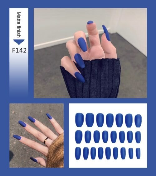 Nail Art Fake Nails Stiletto Tips Clear Press on Long False with Glue Coffin Stick Display Full Cover Artificial Designs Matte - Image 25