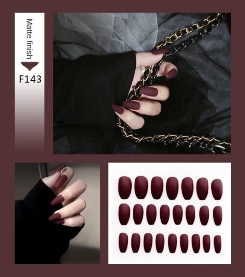 Nail Art Fake Nails Stiletto Tips Clear Press on Long False with Glue Coffin Stick Display Full Cover Artificial Designs Matte - Image 26