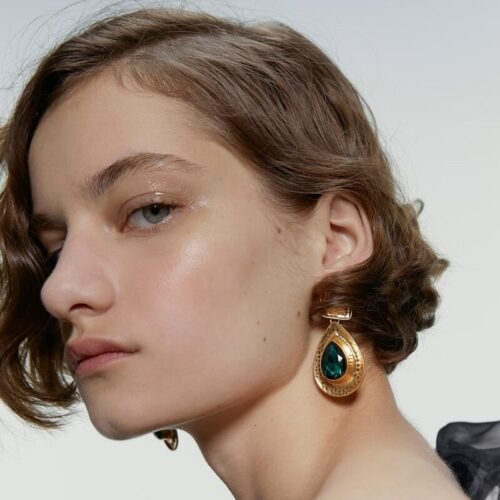 Fashion Earrings Metal Heart Shaped Diamond Jewelry - Image 3