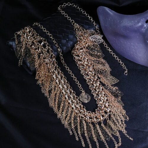 Heavy Industry Waist Chain Multi layered Golden Leaf Tassel Belt - Image 3