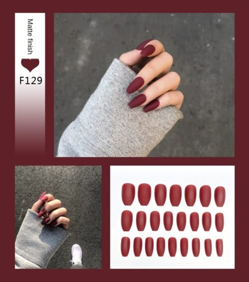 Nail Art Fake Nails Stiletto Tips Clear Press on Long False with Glue Coffin Stick Display Full Cover Artificial Designs Matte - Image 12