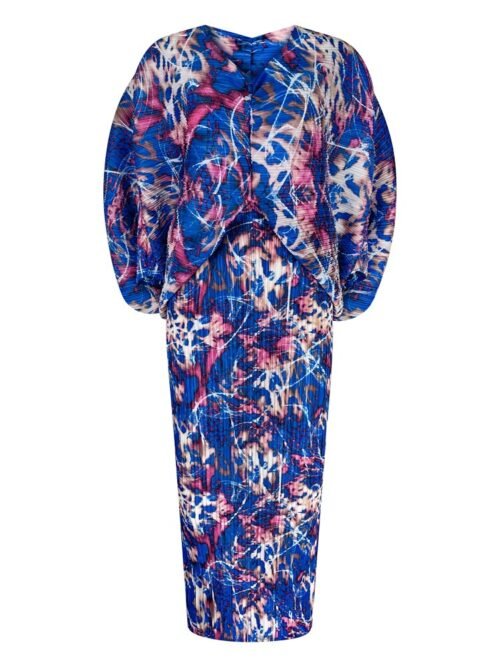 Pleated Vintage Printed Batwing Sleeve Dress Women Spring Summer Loose Plus Size Dress Indie Folk Aesthetic Clothes