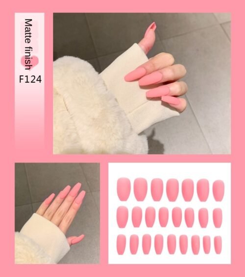 Nail Art Fake Nails Stiletto Tips Clear Press on Long False with Glue Coffin Stick Display Full Cover Artificial Designs Matte - Image 7