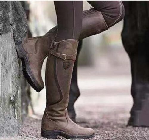 New large size boots Europe and America flat round head women's leather boots - Image 7
