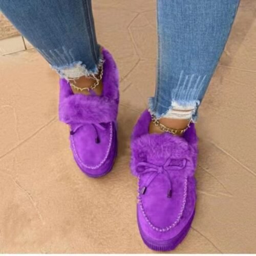 Explosive women's cotton shoes autumn and winter new large-size round head thick sole plus velvet snow boots - Image 2