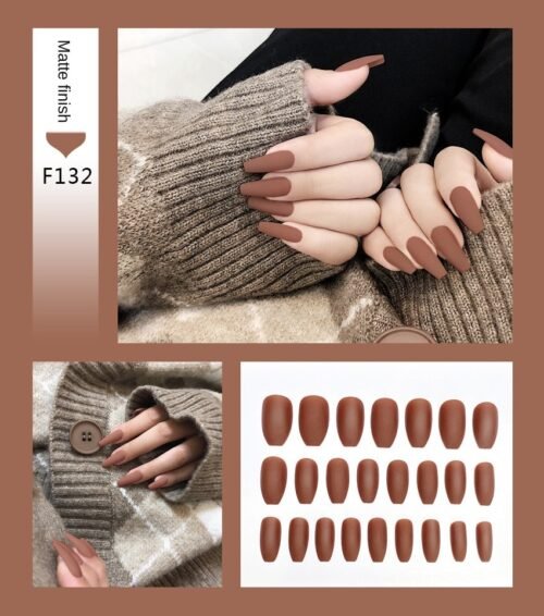 Nail Art Fake Nails Stiletto Tips Clear Press on Long False with Glue Coffin Stick Display Full Cover Artificial Designs Matte - Image 15