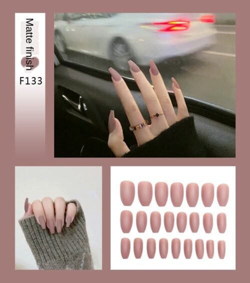 Nail Art Fake Nails Stiletto Tips Clear Press on Long False with Glue Coffin Stick Display Full Cover Artificial Designs Matte - Image 16