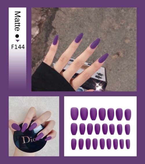 Nail Art Fake Nails Stiletto Tips Clear Press on Long False with Glue Coffin Stick Display Full Cover Artificial Designs Matte - Image 27