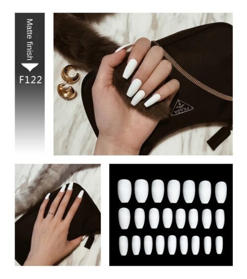 Nail Art Fake Nails Stiletto Tips Clear Press on Long False with Glue Coffin Stick Display Full Cover Artificial Designs Matte - Image 28