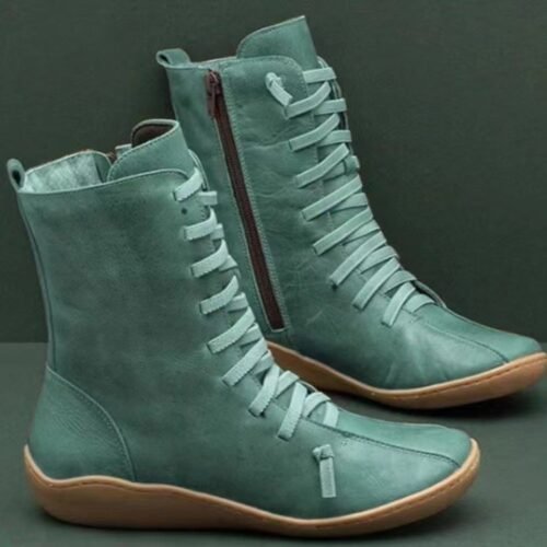 New lace-up side zip lady boots Flat casual shoes low Doc Martens - Image 2