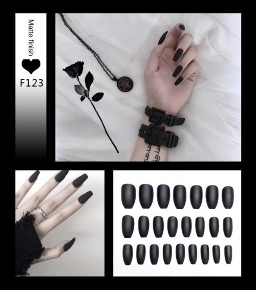 Nail Art Fake Nails Stiletto Tips Clear Press on Long False with Glue Coffin Stick Display Full Cover Artificial Designs Matte - Image 6