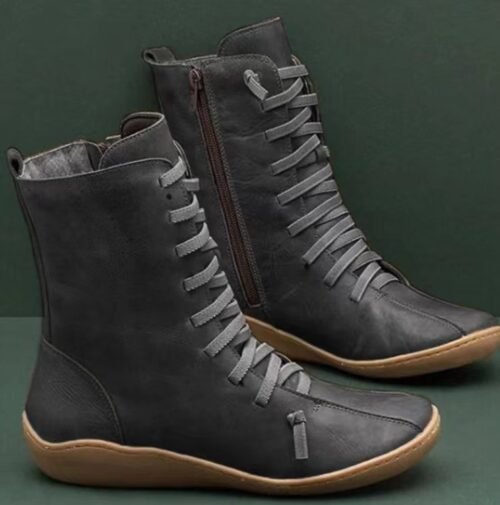 New lace-up side zip lady boots Flat casual shoes low Doc Martens - Image 6