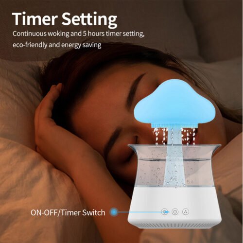 New Designed Cool Mist Essential Oil 7 Colors LED Night Light Wood Grain Cloud Rain Water Air Humidifier