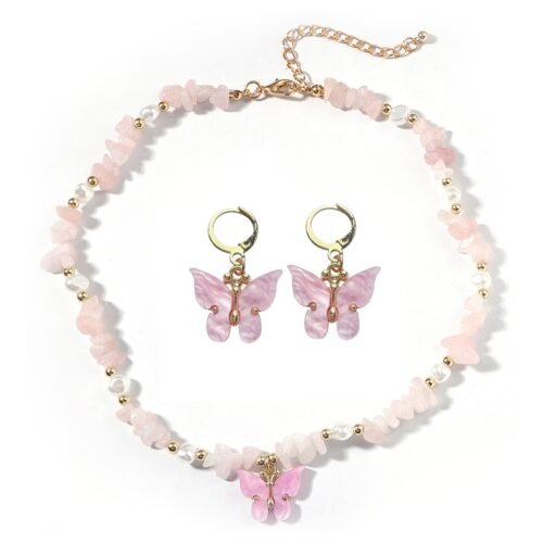 Butterfly Necklace Female Summer Clavicle Chain Fairy Temperament Forest Colorful Resin Butterfly Earrings Creative Jewelry Set - Image 2