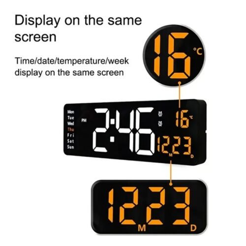 Wall Clock Digital Large LED Wall Mounted Remote Remote Control Date Week Temperature Clock Dual Alarms Gym Big Wall Clock - Image 9