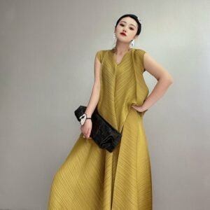 Pleated Elegant Fashion Two Piece Sets Summer Sleeveless Top Belt Wide Leg Harem Pants Korean Designer Women Clothes