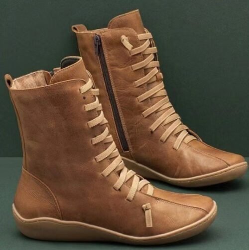 New lace-up side zip lady boots Flat casual shoes low Doc Martens - Image 9