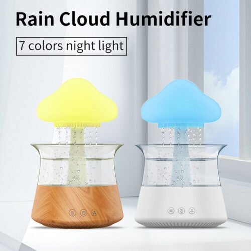 New Designed Cool Mist Essential Oil 7 Colors LED Night Light Wood Grain Cloud Rain Water Air Humidifier - Image 5