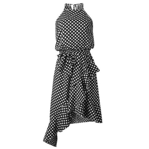 Sleeveless High Waist Casual Dress Summer  Dot Print Women Ruffles Dress Loose Elegant Lace Up Women Clothes Sexy Dresses - Image 7