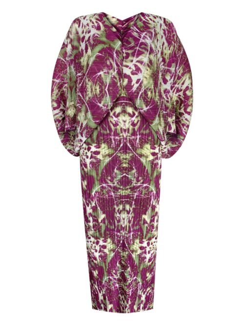 Pleated Vintage Printed Batwing Sleeve Dress Women Spring Summer Loose Plus Size Dress Indie Folk Aesthetic Clothes - Image 3