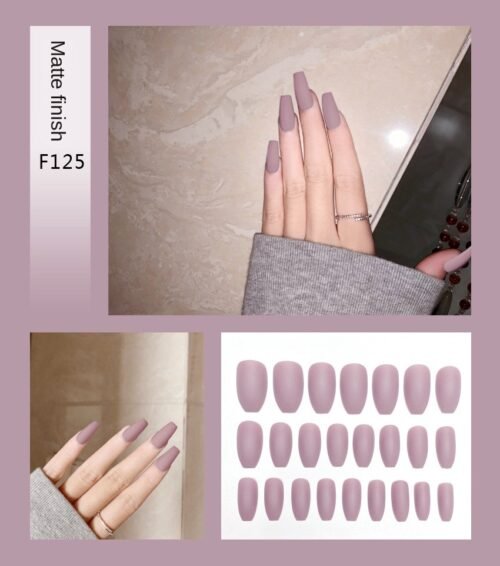Nail Art Fake Nails Stiletto Tips Clear Press on Long False with Glue Coffin Stick Display Full Cover Artificial Designs Matte - Image 8