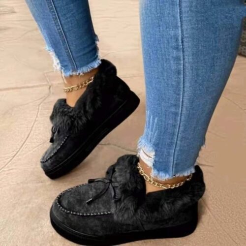 Explosive women's cotton shoes autumn and winter new large-size round head thick sole plus velvet snow boots - Image 7