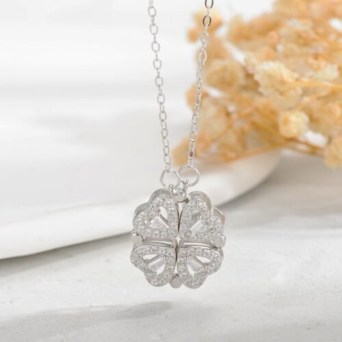 New Sterling Silver S925 Love Clover Necklace for Women, Two Wear Necklace, Fashionable Design - Image 6