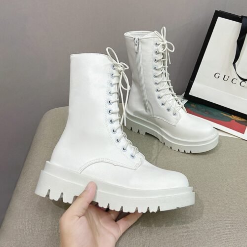 Autumn and Winter British Style New Knight Martin Boots Women's Over Knee Thick Bottom Zipper Mid length Boots Single Boots Women's - Image 3