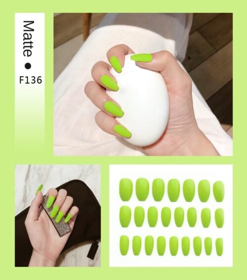 Nail Art Fake Nails Stiletto Tips Clear Press on Long False with Glue Coffin Stick Display Full Cover Artificial Designs Matte - Image 19