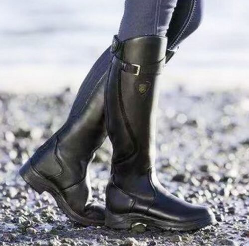 New large size boots Europe and America flat round head women's leather boots - Image 3