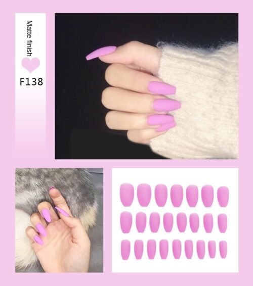 Nail Art Fake Nails Stiletto Tips Clear Press on Long False with Glue Coffin Stick Display Full Cover Artificial Designs Matte - Image 21