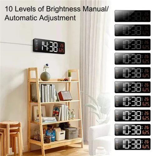 Wall Clock Digital Large LED Wall Mounted Remote Remote Control Date Week Temperature Clock Dual Alarms Gym Big Wall Clock - Image 10