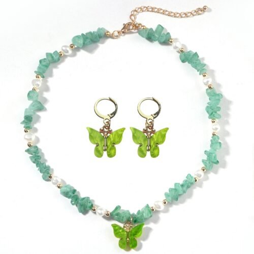 Butterfly Necklace Female Summer Clavicle Chain Fairy Temperament Forest Colorful Resin Butterfly Earrings Creative Jewelry Set - Image 3