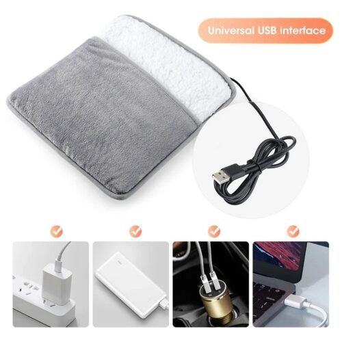Winter Electric Foot Heating Pad USB Charging Soft Plush Washable Foot Warmer Heater Improve Sleeping Household Foot Warming Mat - Image 6