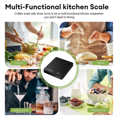 Digital Coffee Scale with Timer LED Screen Espresso USB 3kg Max.Weighing 0.1g High Precision Measures in Oz/ml/g Kitchen Scale - Image 3