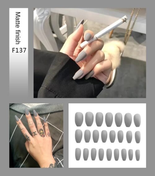 Nail Art Fake Nails Stiletto Tips Clear Press on Long False with Glue Coffin Stick Display Full Cover Artificial Designs Matte - Image 20