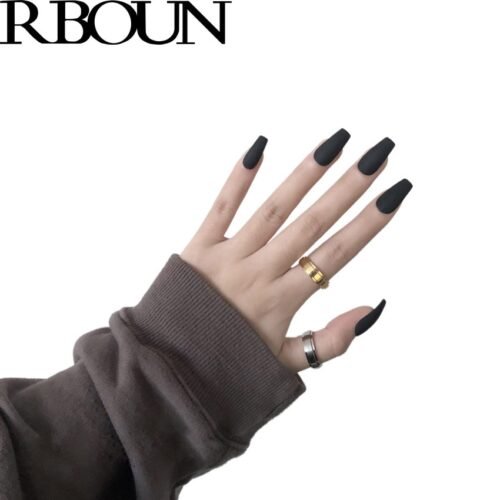 Nail Art Fake Nails Stiletto Tips Clear Press on Long False with Glue Coffin Stick Display Full Cover Artificial Designs Matte - Image 5