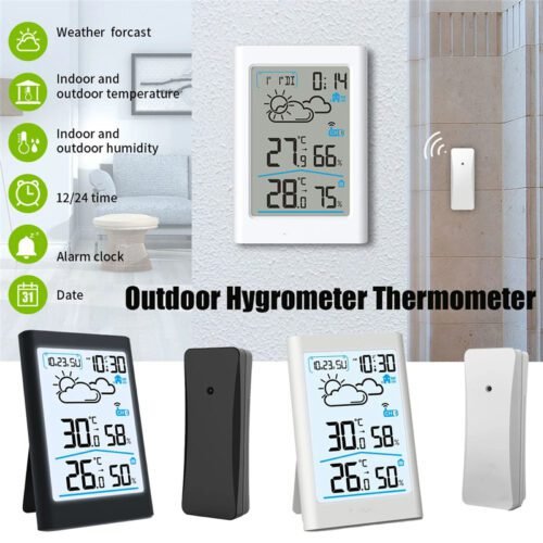 Digital Weather Station Indoor Outdoor Hygrometer Thermometer Wireless Weather Forecast Sensor Alarm Clock Date Backlight - Image 8