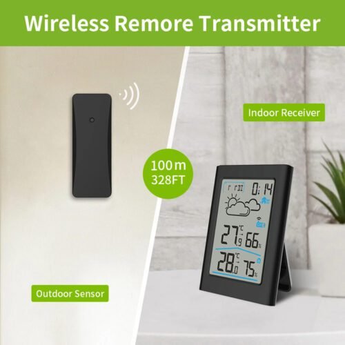 Digital Weather Station Indoor Outdoor Hygrometer Thermometer Wireless Weather Forecast Sensor Alarm Clock Date Backlight - Image 4