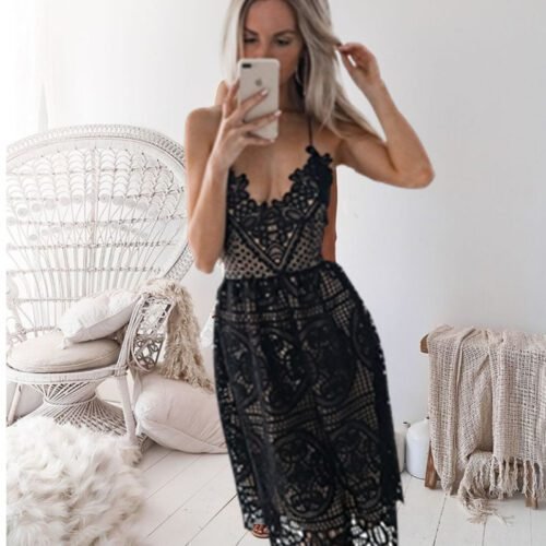 Dress women sexy lace halter plus size christmas vintage  woman clothes white party dresses club gothic summer - Image 6