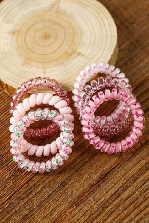 Pink Cute Gradient Starry Dotty Phone Cord Scrunchie Set - Image 4