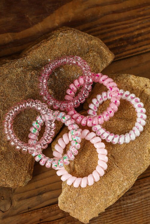 Pink Cute Gradient Starry Dotty Phone Cord Scrunchie Set - Image 5